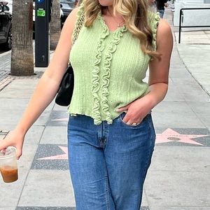 Green knit top